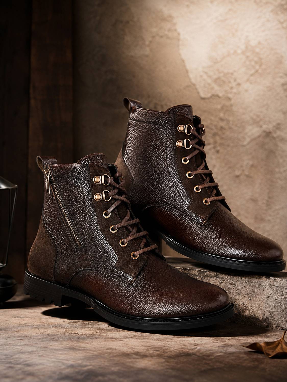 Allen Cooper Genuine Premium Leather Luxury High-Top Ankle Boots For Men
