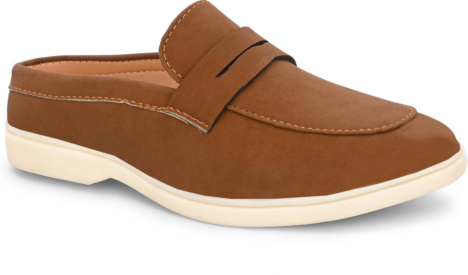 JK PORT Men's Tan Comfort Slip-On Mule Loafers - Image 3