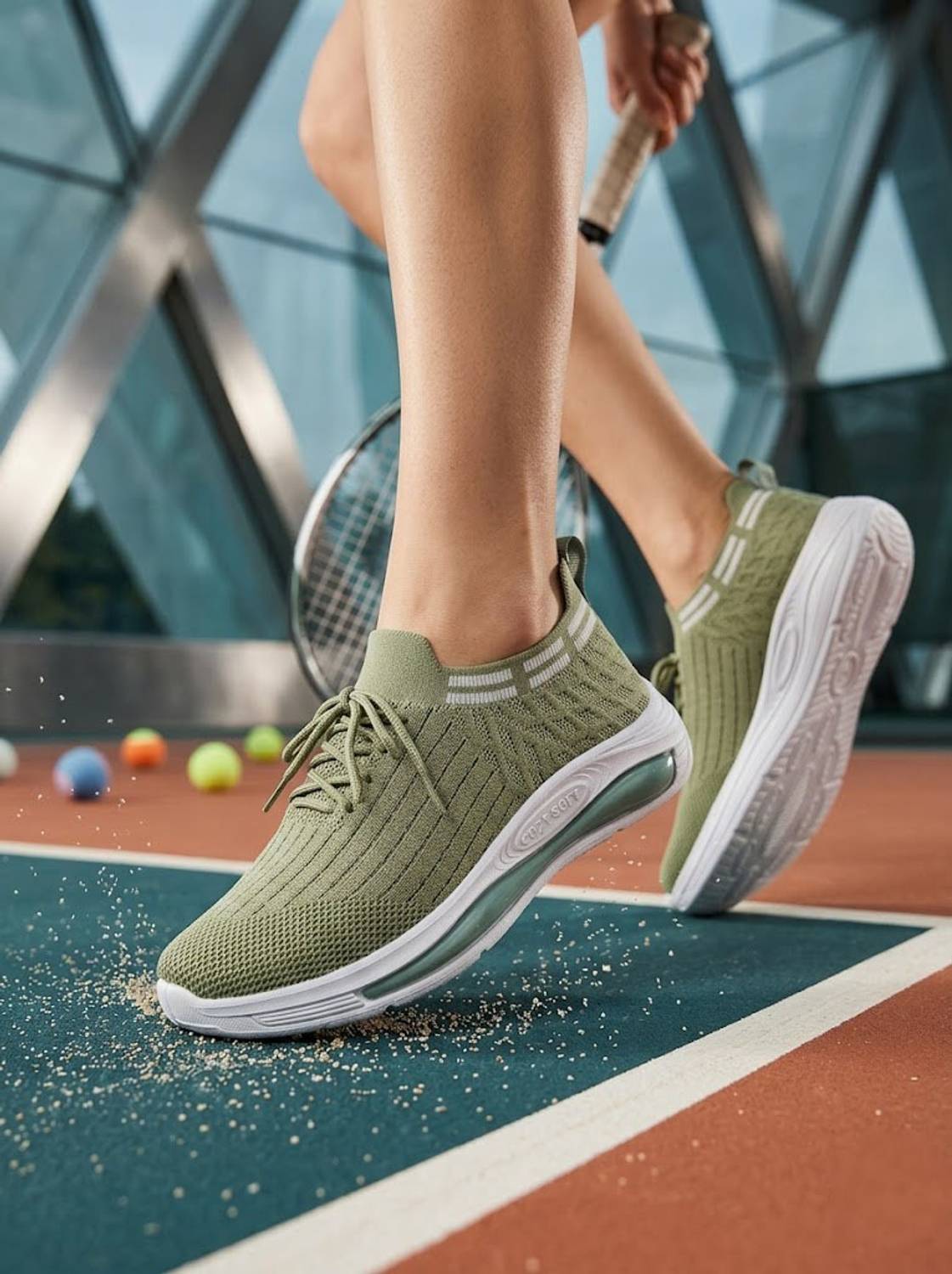 Hsquare Lilly.22 Walking Shoes For Women (Green , 8)