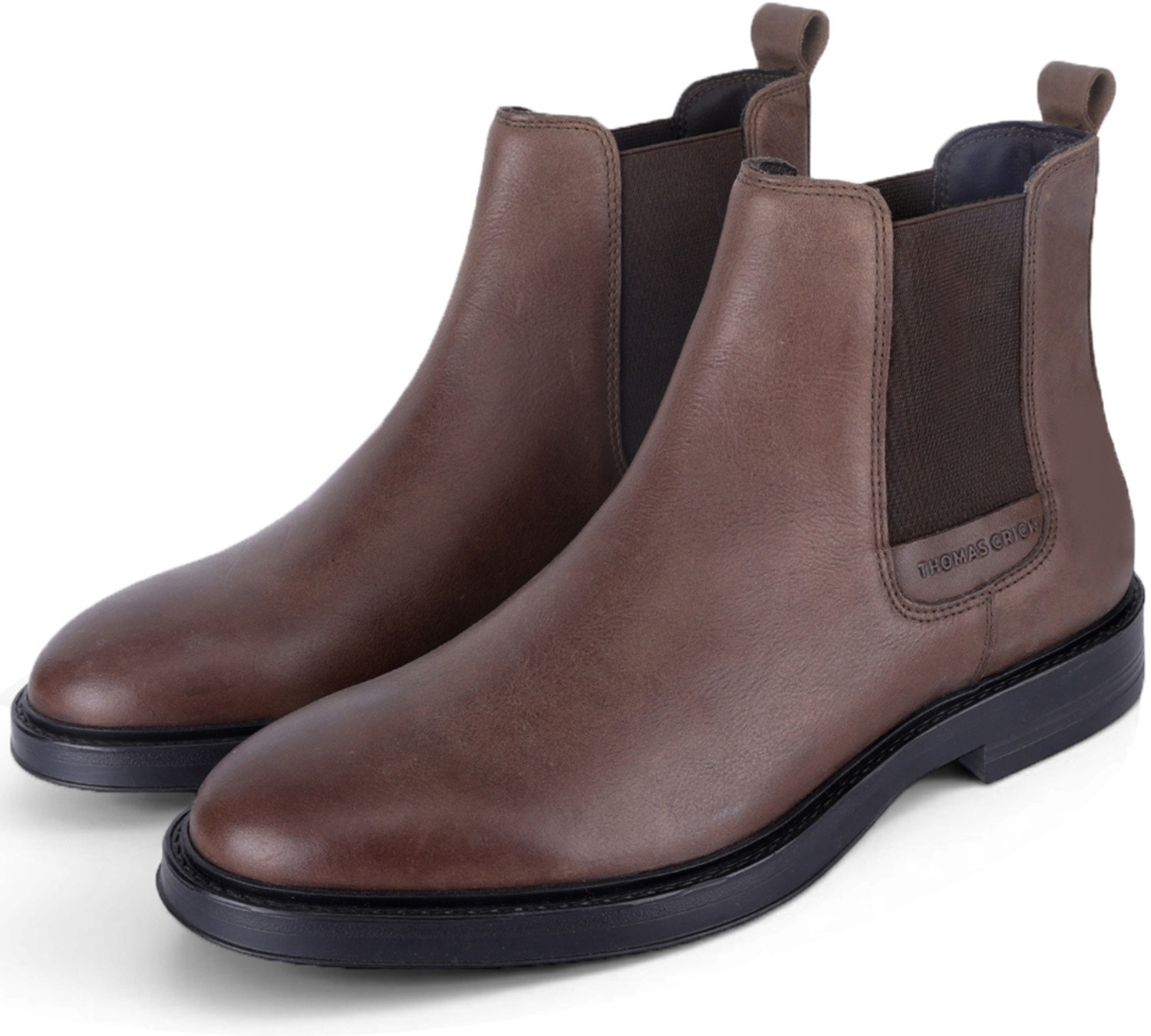 Image of THOMAS CRICK Thomas Crick Men's Dark Brown Holborn Leather Chelsea Boots Casuals For Men