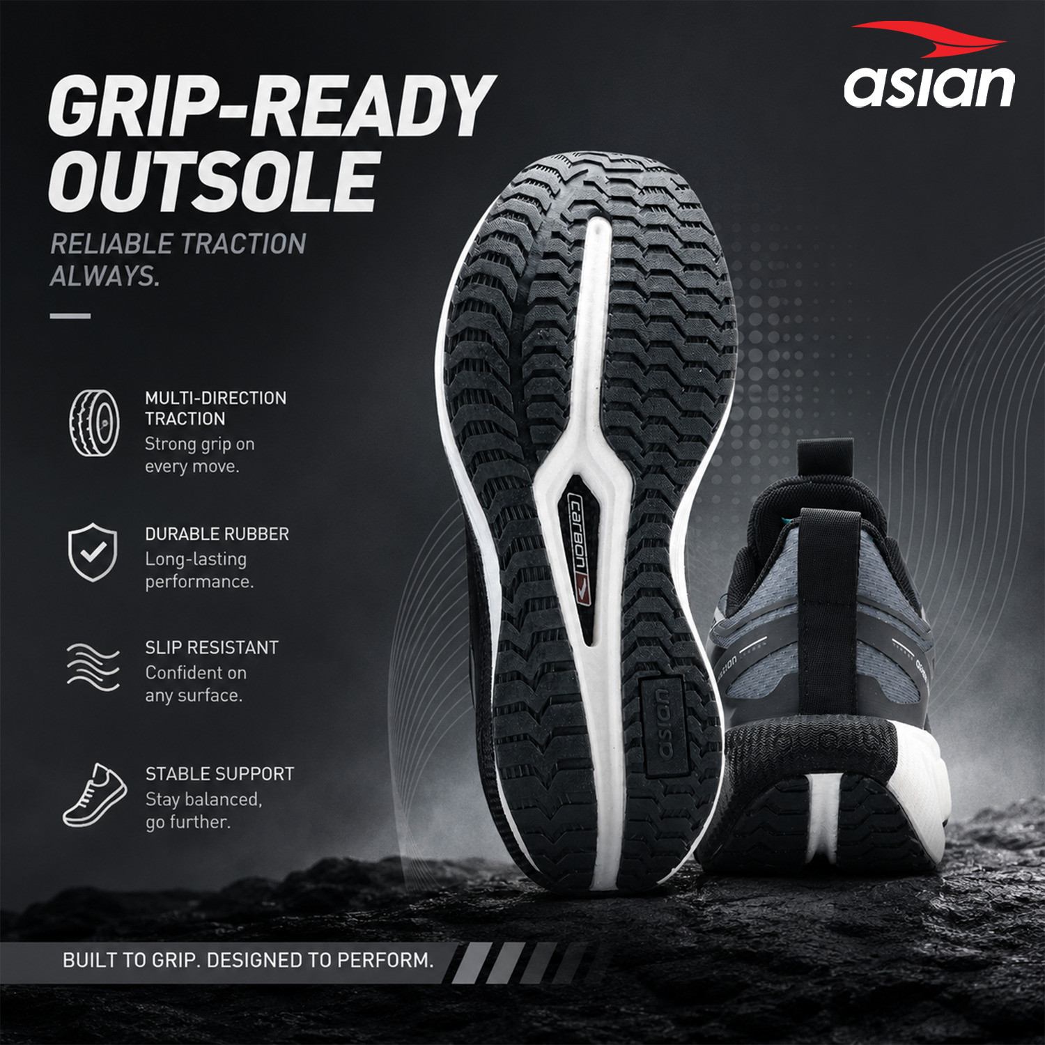 Image of asian Hypercushion Carbon-09 Men's Running Shoes with Carbon Plate | Energy Return Training & Gym Shoes For Men