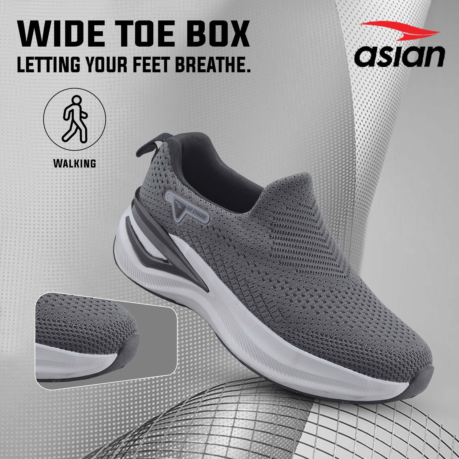 Image of asian Wonderwalk Pro-16 Men's Walking Shoes with Arch Support & Lightweight Design Outdoors For Men