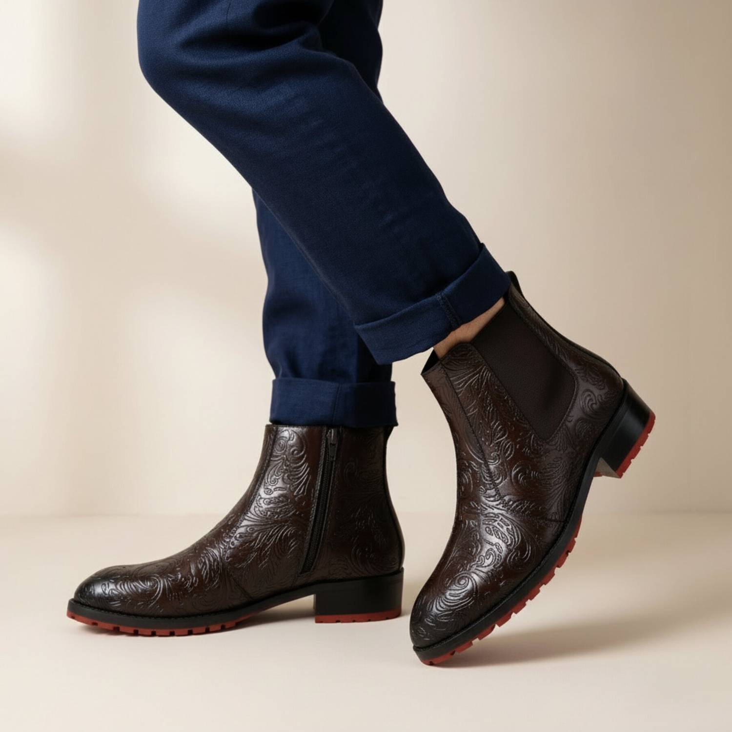 BXXY Brown Paisley Chelsea Boot - Image 2