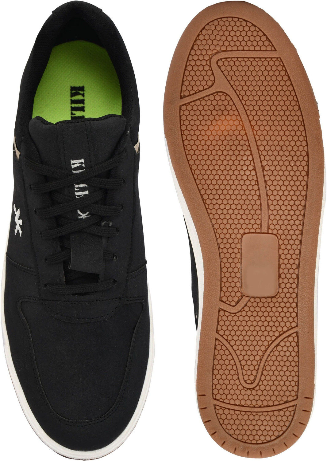 Image of KILLER Men's White Black Synthetic Leather Casual Sneakers Sneakers For Men