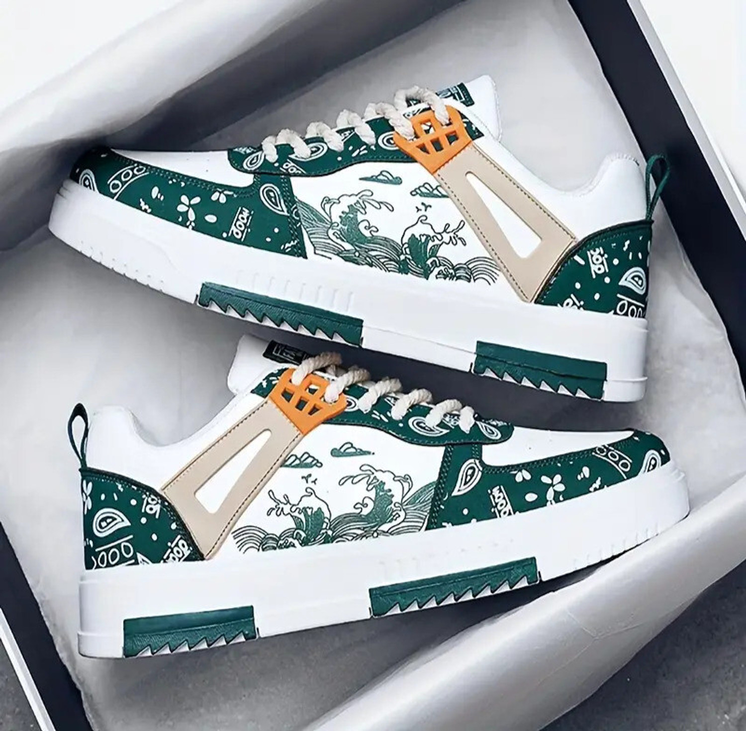 Image of Xtoon Good vibes white green light weight sneakers sports Casuals For Men