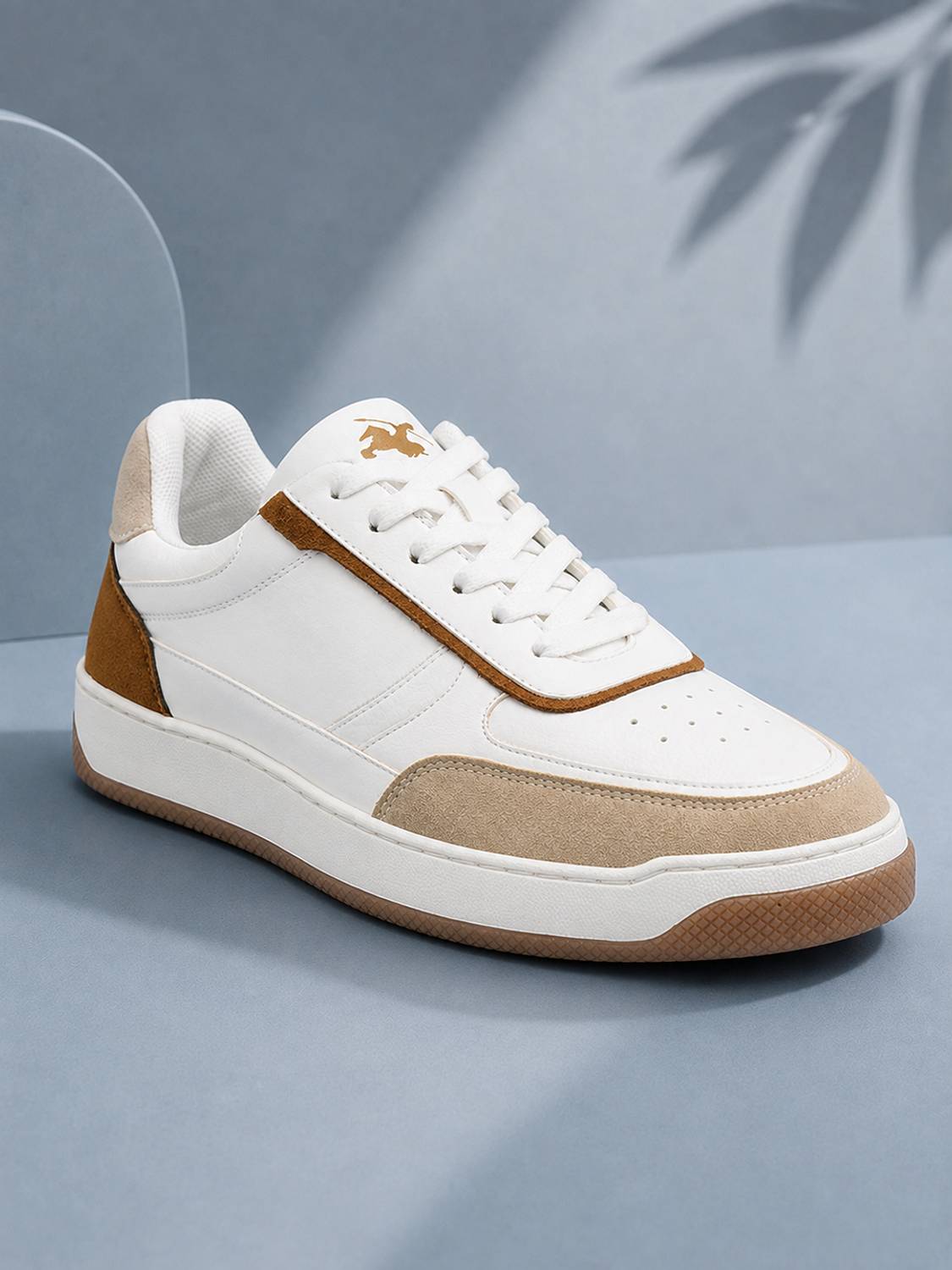 CANTABIL Men's White & Beige Casual Sneakers - Image 1