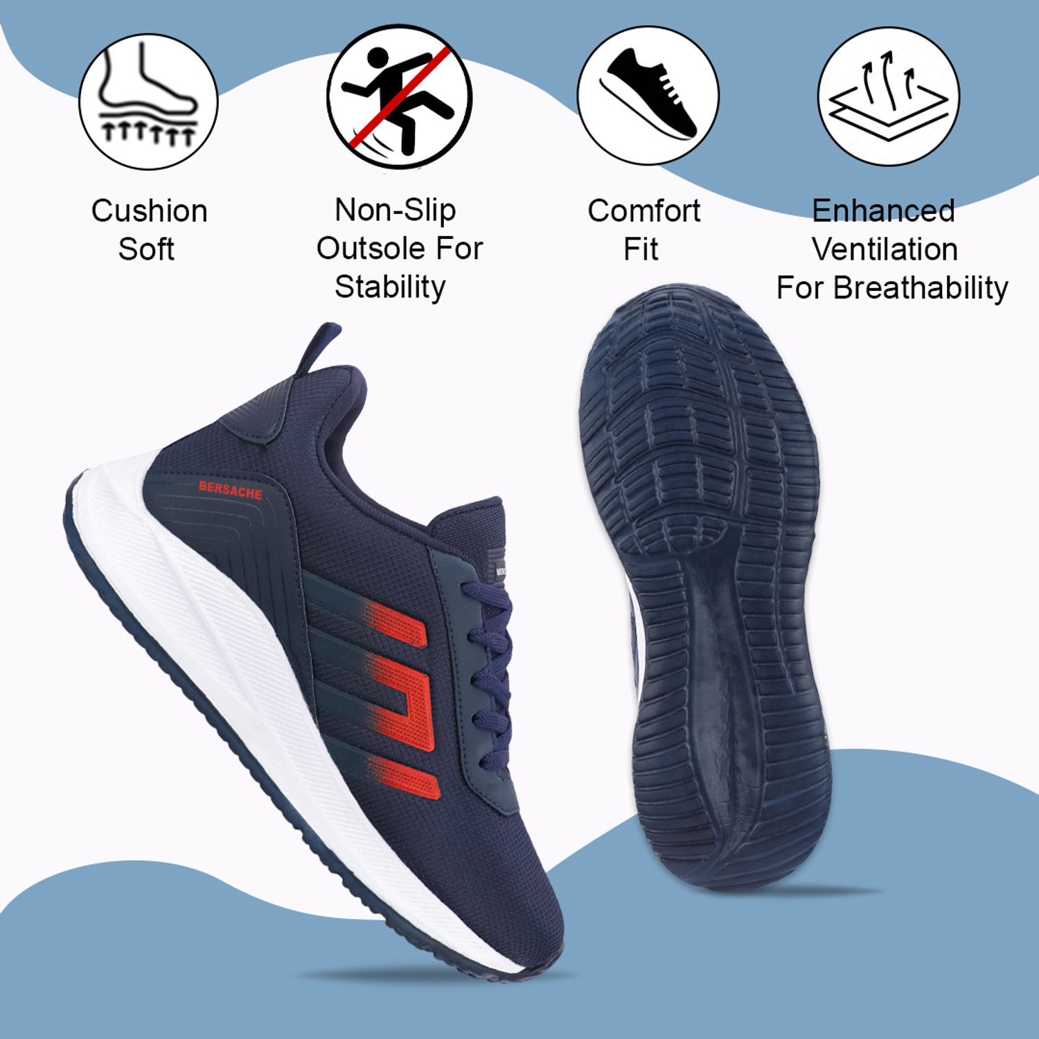 Image of BERSACHE Casual Sneaker shoe for Men|Cushioned Insole,Slip-Resistance Casuals For Men Sneakers For Men