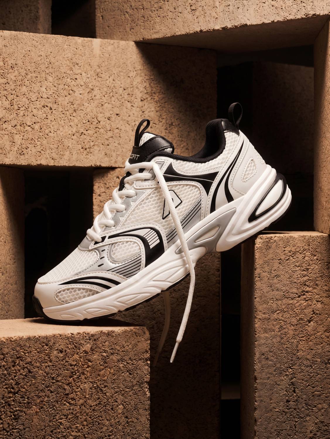 BOLDFIT Klassics Chunky Retro-Inspired Mesh Sneakers For Men - Image 3