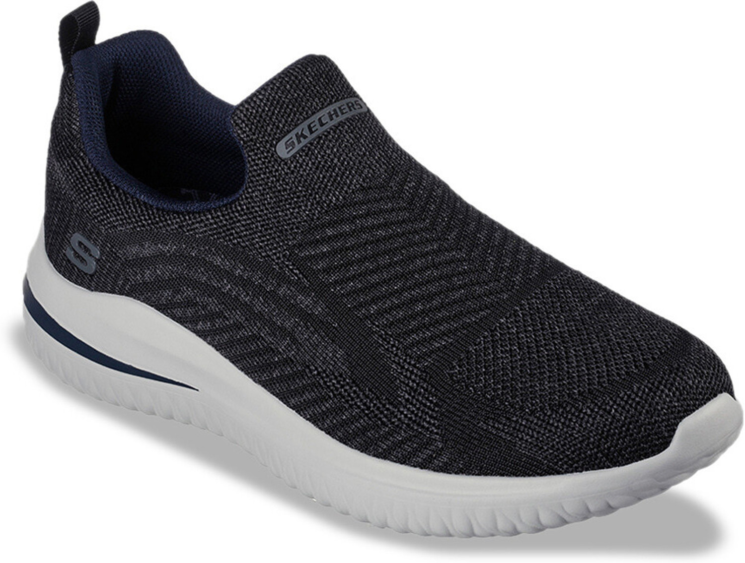 Image of Skechers DELSON 3 Men Textured Round Toe Slip On Casual Sneakers Casuals For Men