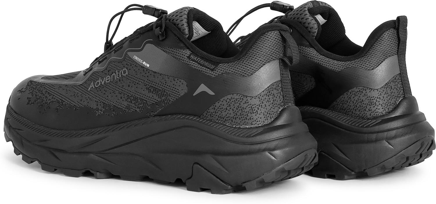 Image of Adventra Waterproof Trail Running Ultra Grip Shoes, Quick-Lace (TR2014) - Full Black Running Shoes For Men