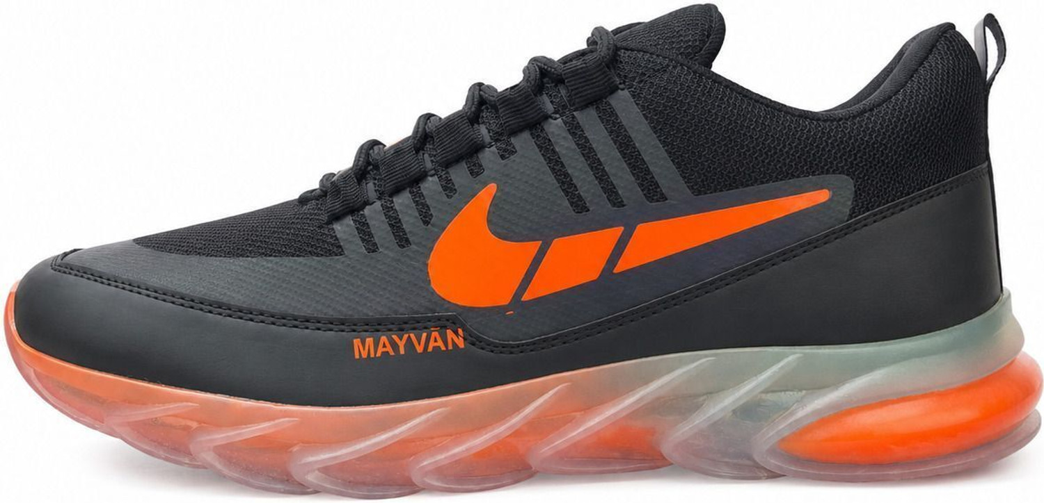 Image of MAYVAN MAYVAN AeroPro Black Orange Air Cushion Performance Running Sneakers Sneakers For Men