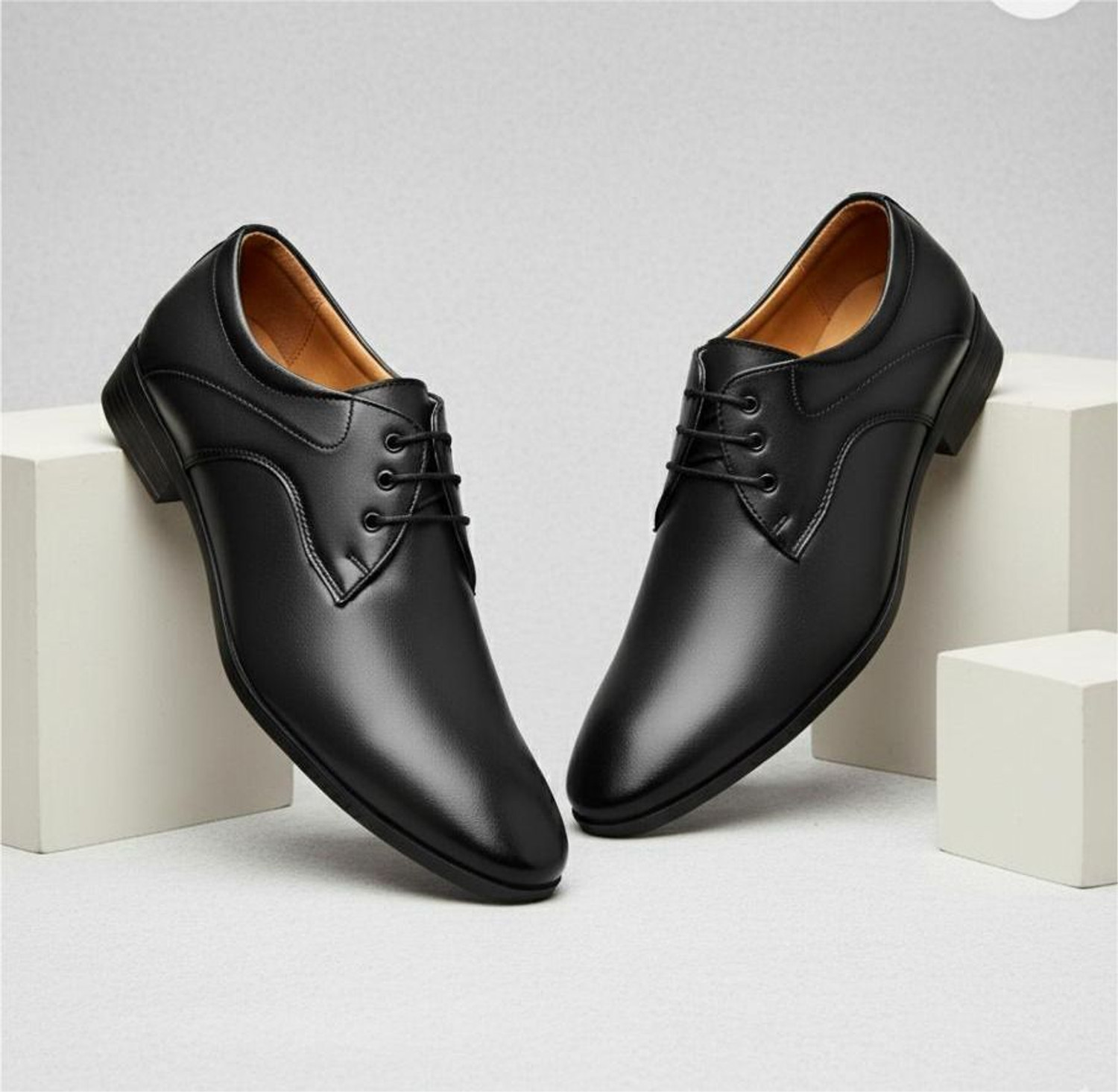 Image of kickonus Men's Formal Dress Shoes Polished Leather Slip-On for Office & Party Derby For Men