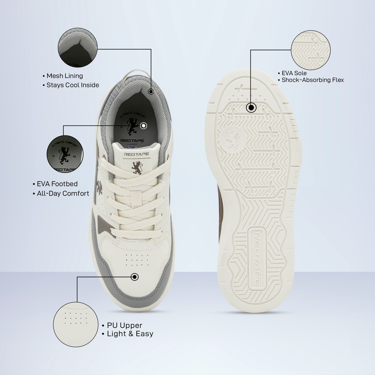 Image of RED TAPE Casual Sneaker Shoes for Women | Classic Rounded Toe & Pampering Cushioned Sneakers For Women