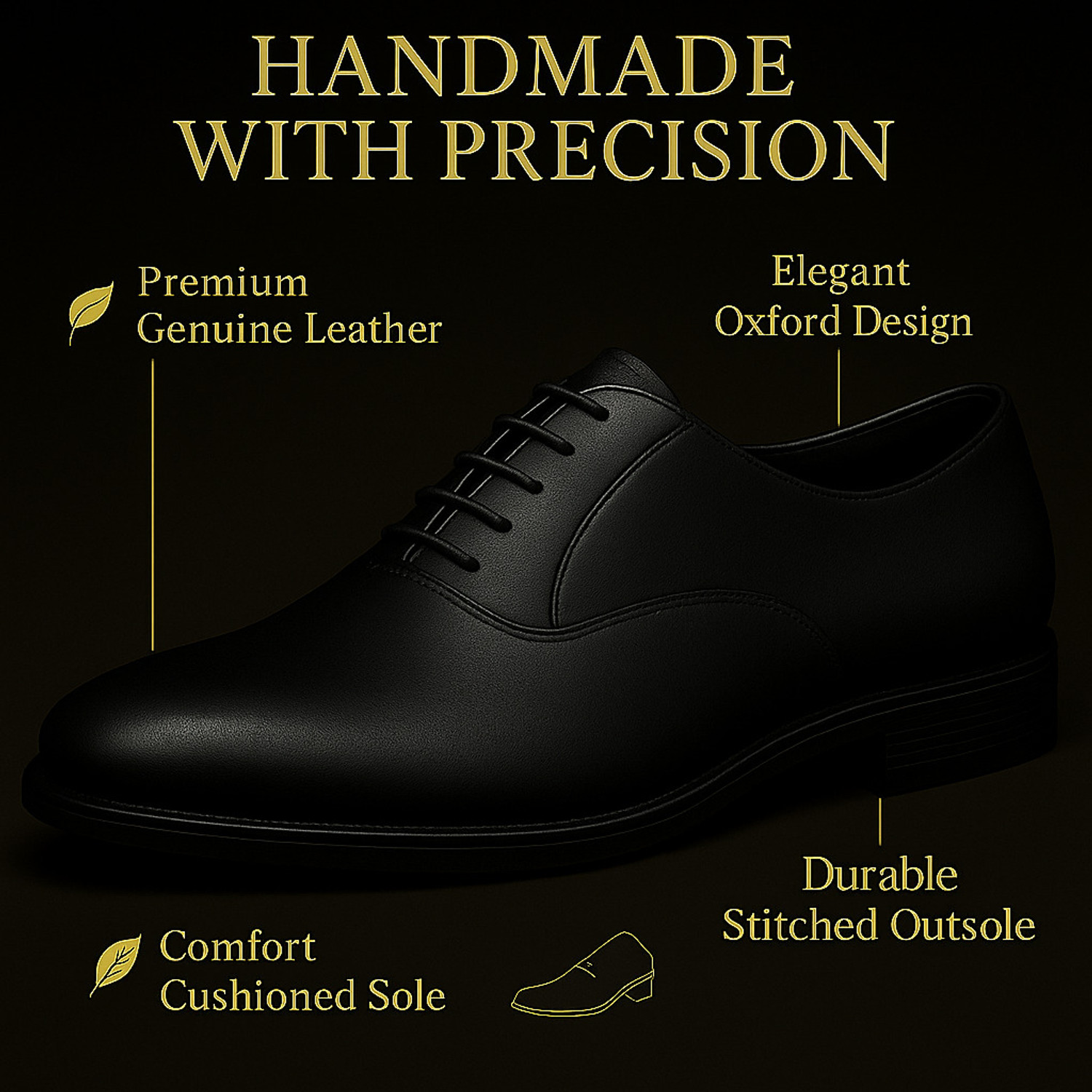 Image of Connolly Premium Leather Black Formal Shoes Lace-Up for Men Oxford For Men