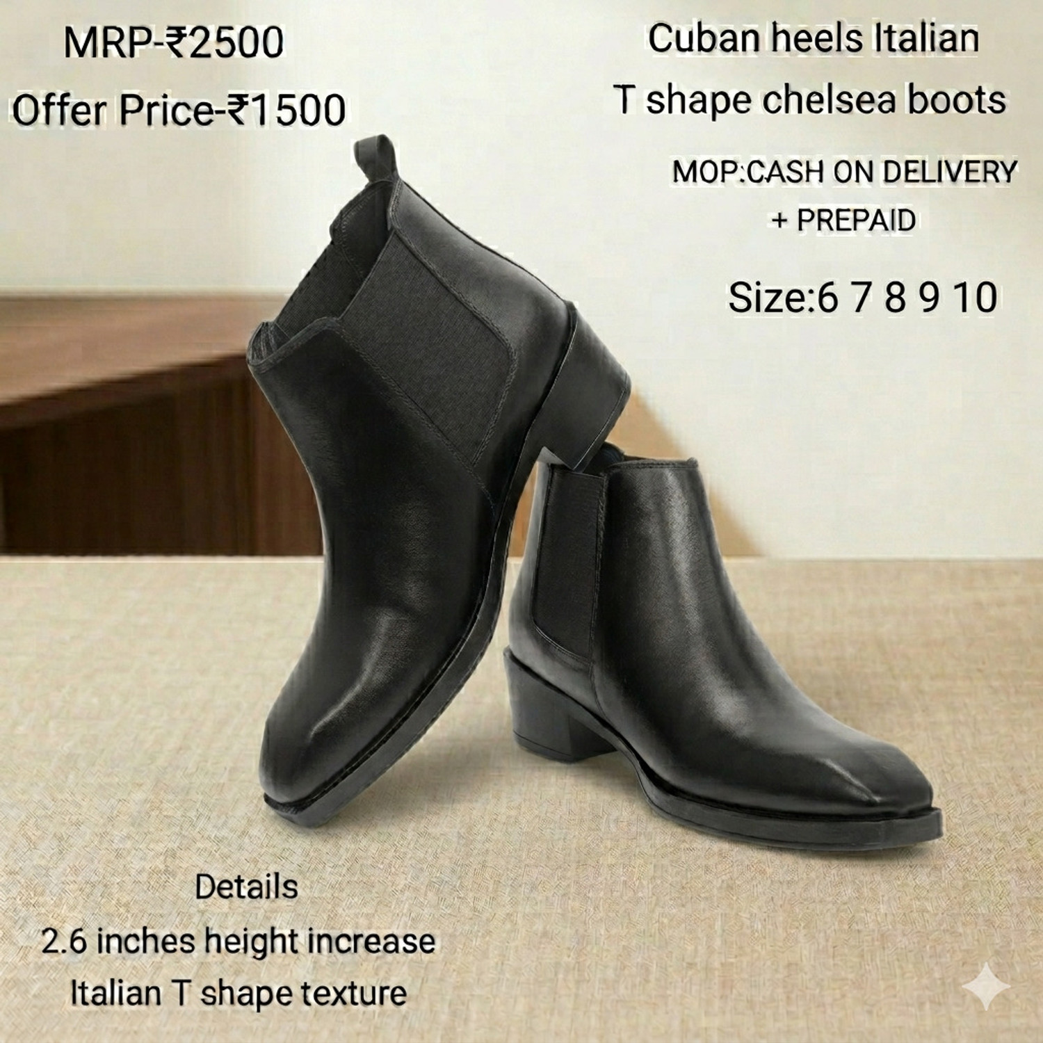 Image of VH Enterprises cuban heel chelsea 2.6 inches Party Wear For Men