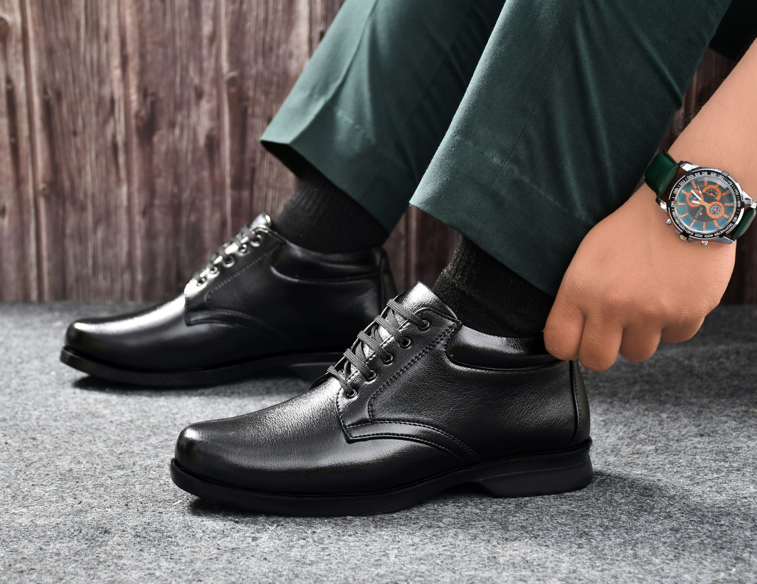 Image of Zixer Leather Mid-Top Formal Shoes Men's /Office Leather Shoe For Men /Derby Formal Shoe Lace Up For Men