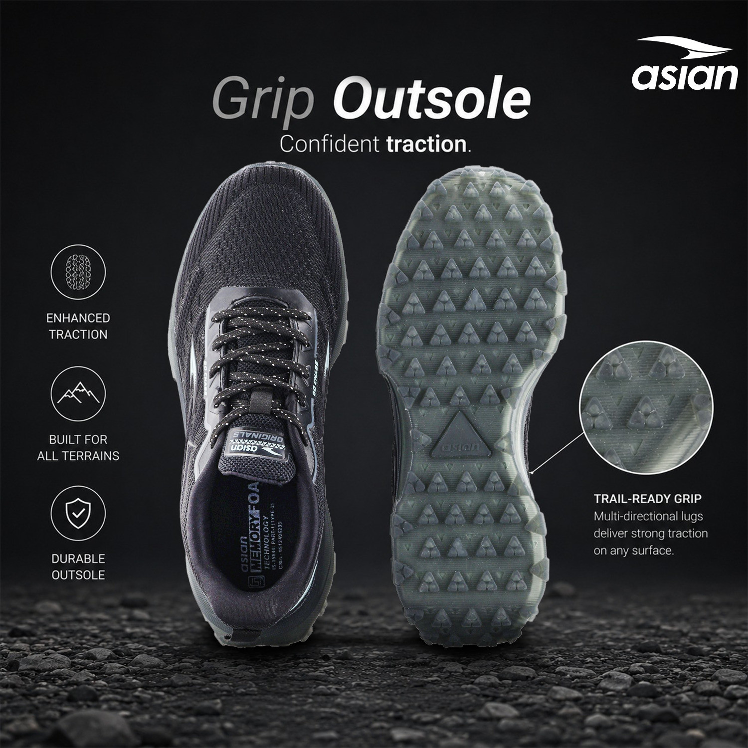 Image of asian Powerplay-43 Men's Running Shoes | Lightweight Sports Shoes with Memory Foam Running Shoes For Men
