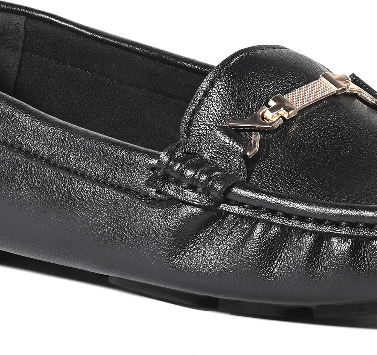 Image of LOUIS STITCH Women's Black Premium Slip-On Loafers, Casual and Formal Wear, LSLD-BLR-HS04 Loafers For Women