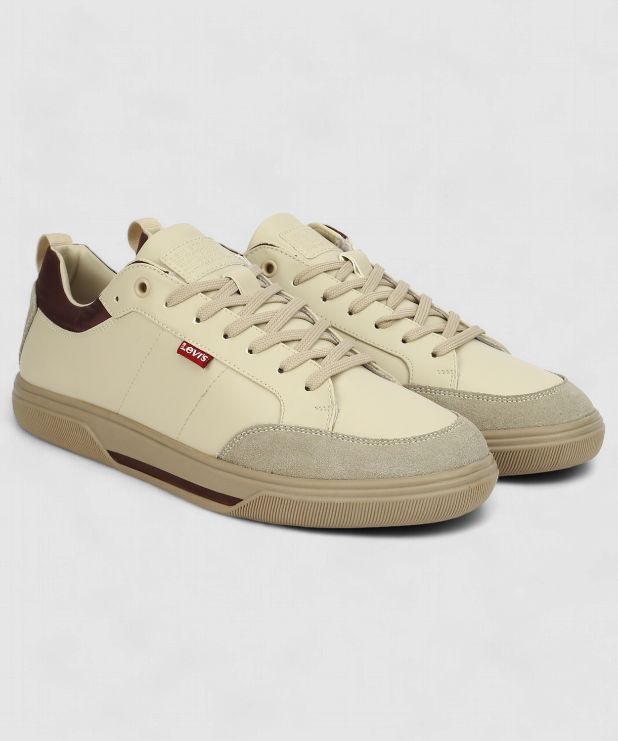 Image of LEVI'S Men's Beige Solid Sneakers Sneakers For Men