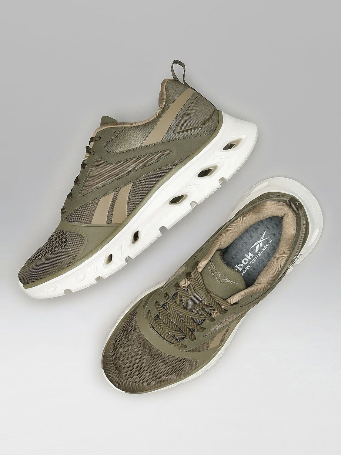 Image of REEBOK CLOUDFLEX FRAYMENT Walking Shoes For Men (Olive, 7)