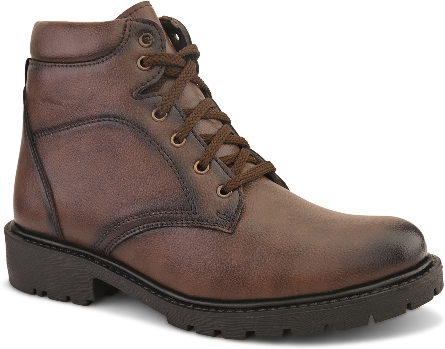 Image of Roadster Black High-Top Lace-Up Boots | Durable Faux Leather Ankle-Length Shoes | Outdoo Boots For Men