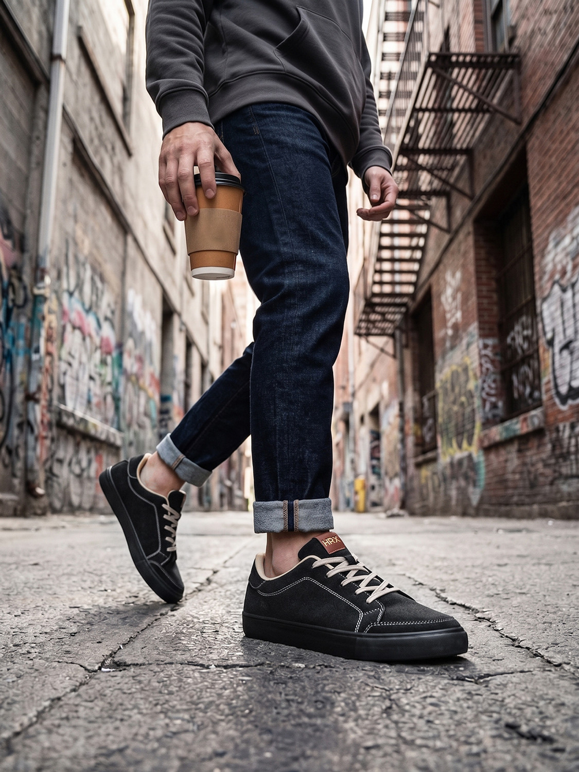 Image of HRX by Hrithik Roshan HX-411 03 Sneakers For Men (Black, 8)