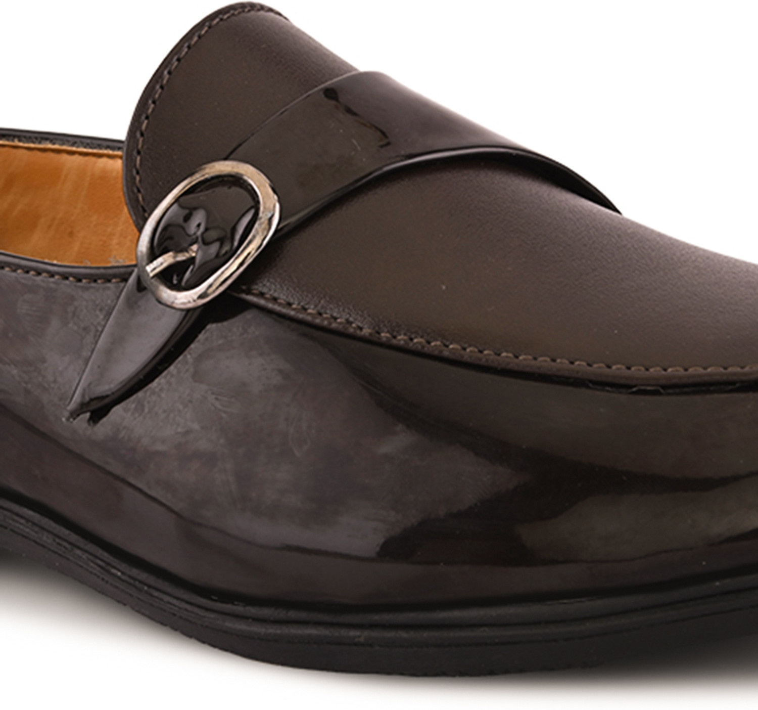 Image of Bala Taal Black Synthetic Monk Strap Formal Loafers For Men