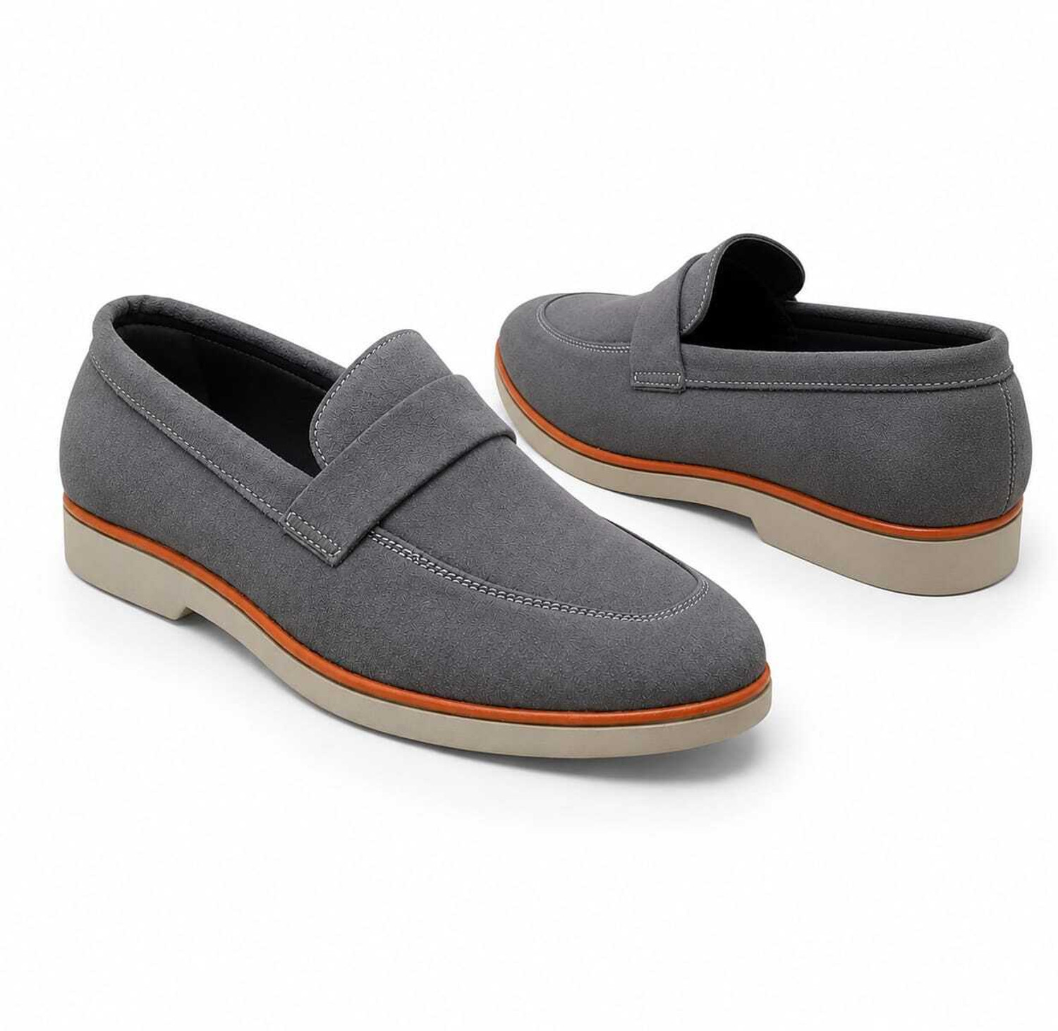 Image of AMZ TRADE Men's Stylish Grey Suede Loafer Shoes for Casual, Office and Daily Wear Loafers For Men