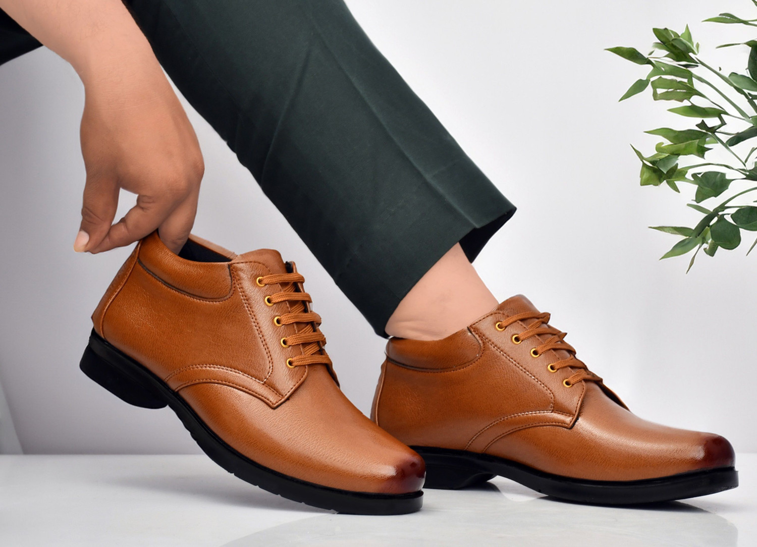 Image of Zixer Leather Mid-Top Formal Shoes Men's /Office Leather Shoe For Men /Derby Formal Shoe Lace Up For Men