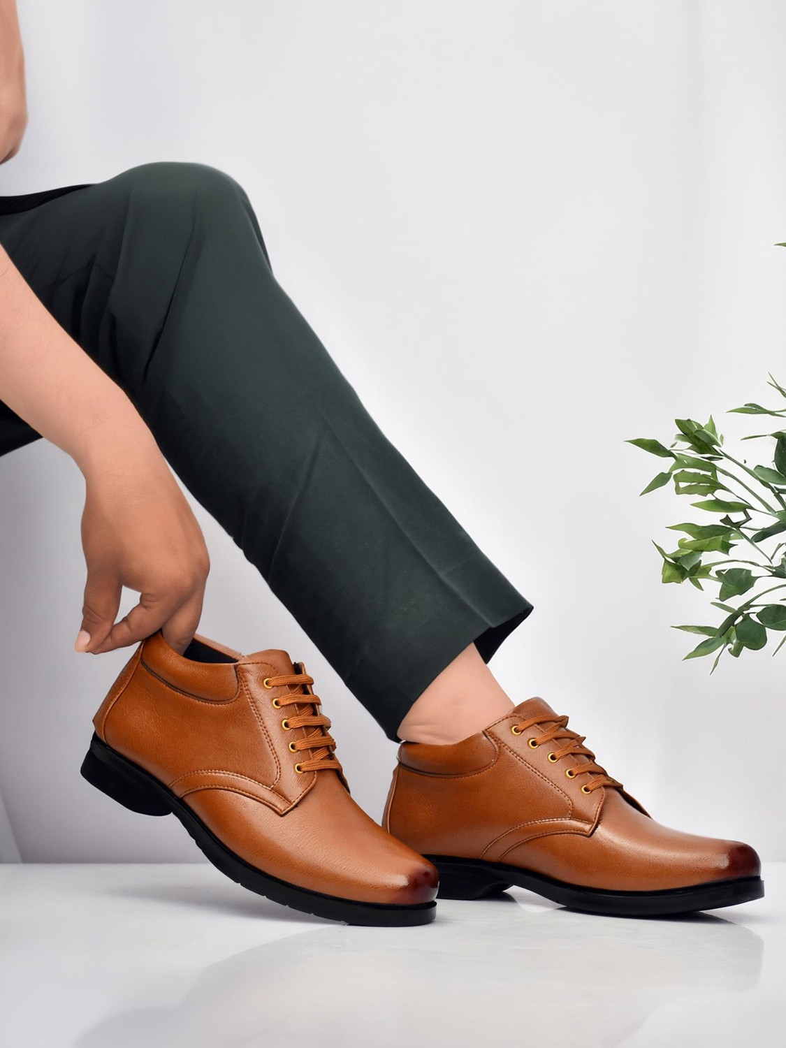 Image of Zixer Leather Mid-Top Formal Shoes Men's /Office Leather Shoe For Men /Derby Formal Shoe Lace Up For Men