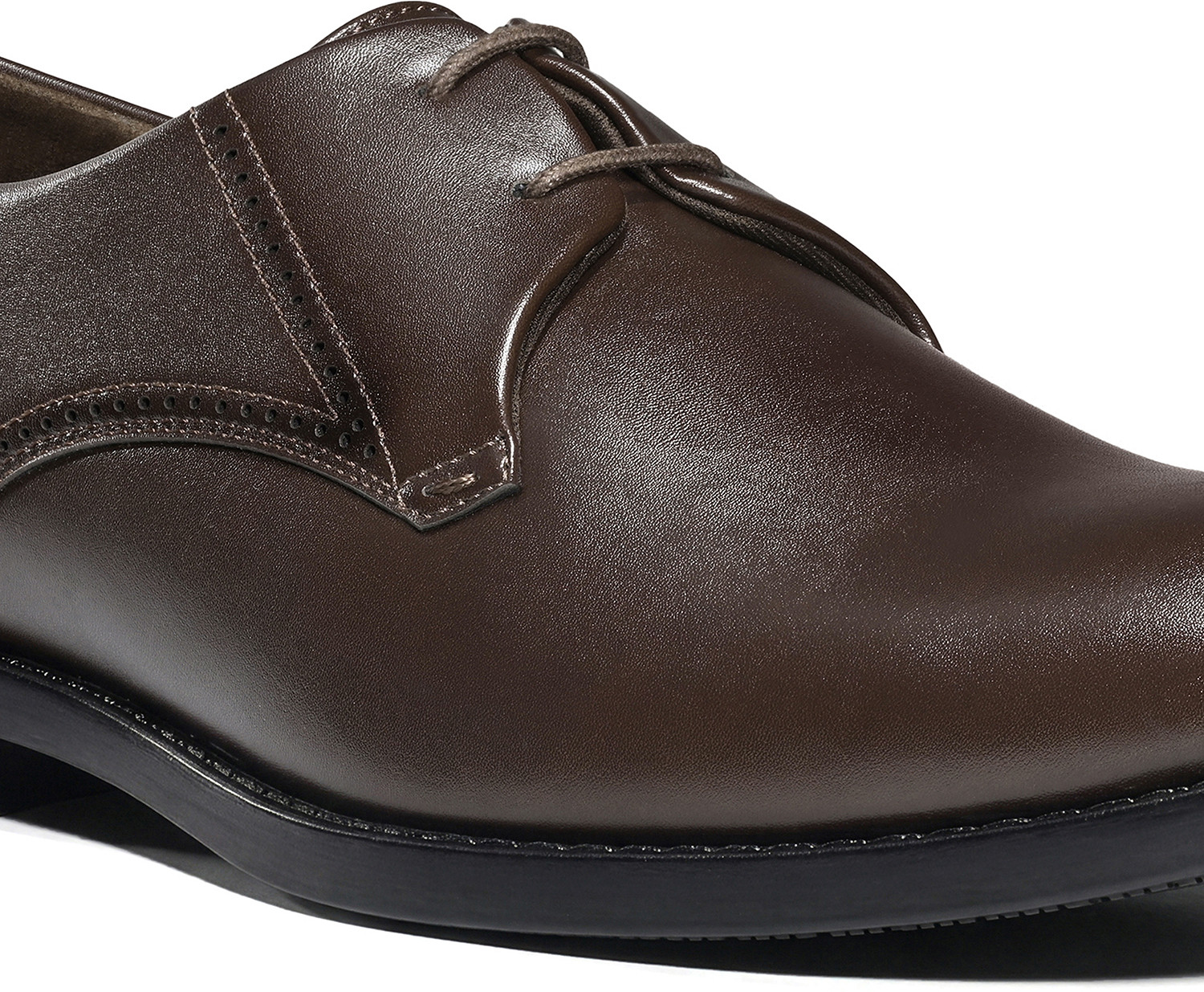Image of LOUIS STITCH Men's Brunette Brown Formal Lace-Up Derby Shoes Derby For Men
