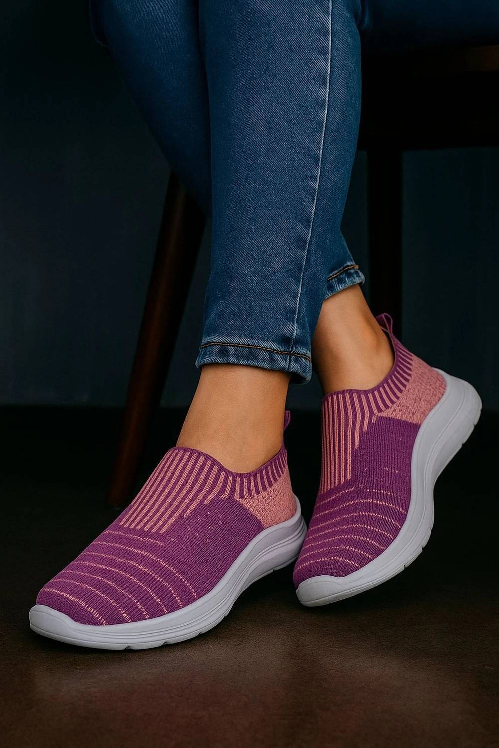 Fabbmate Trendy Memory Foam Walking Slip On Sneakers For Women (M