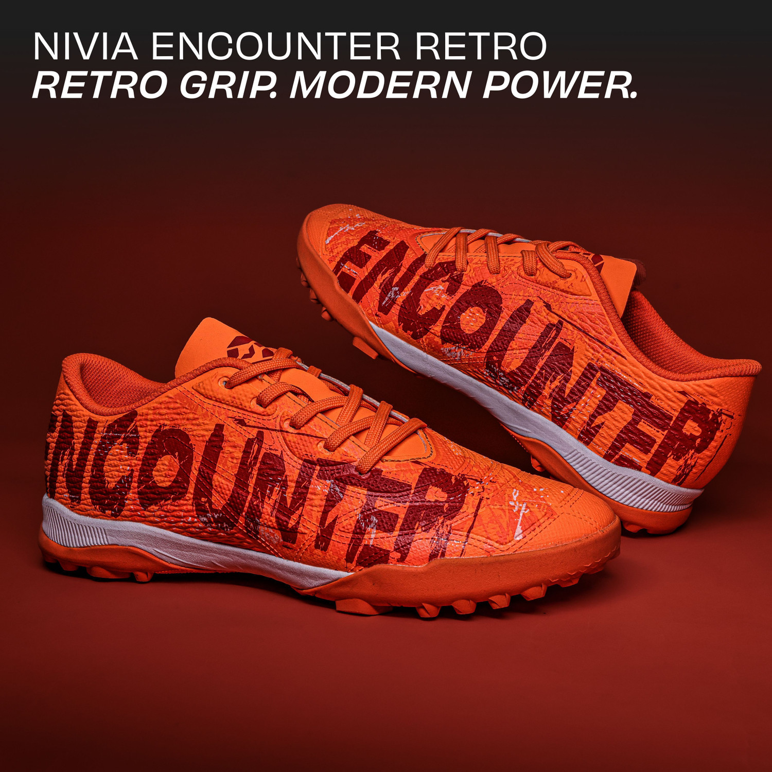 Image of NIVIA Encounter Retro Football Turf with Duofoam Cushioning, TPU 3D Embossed Upper Football Shoes For Men