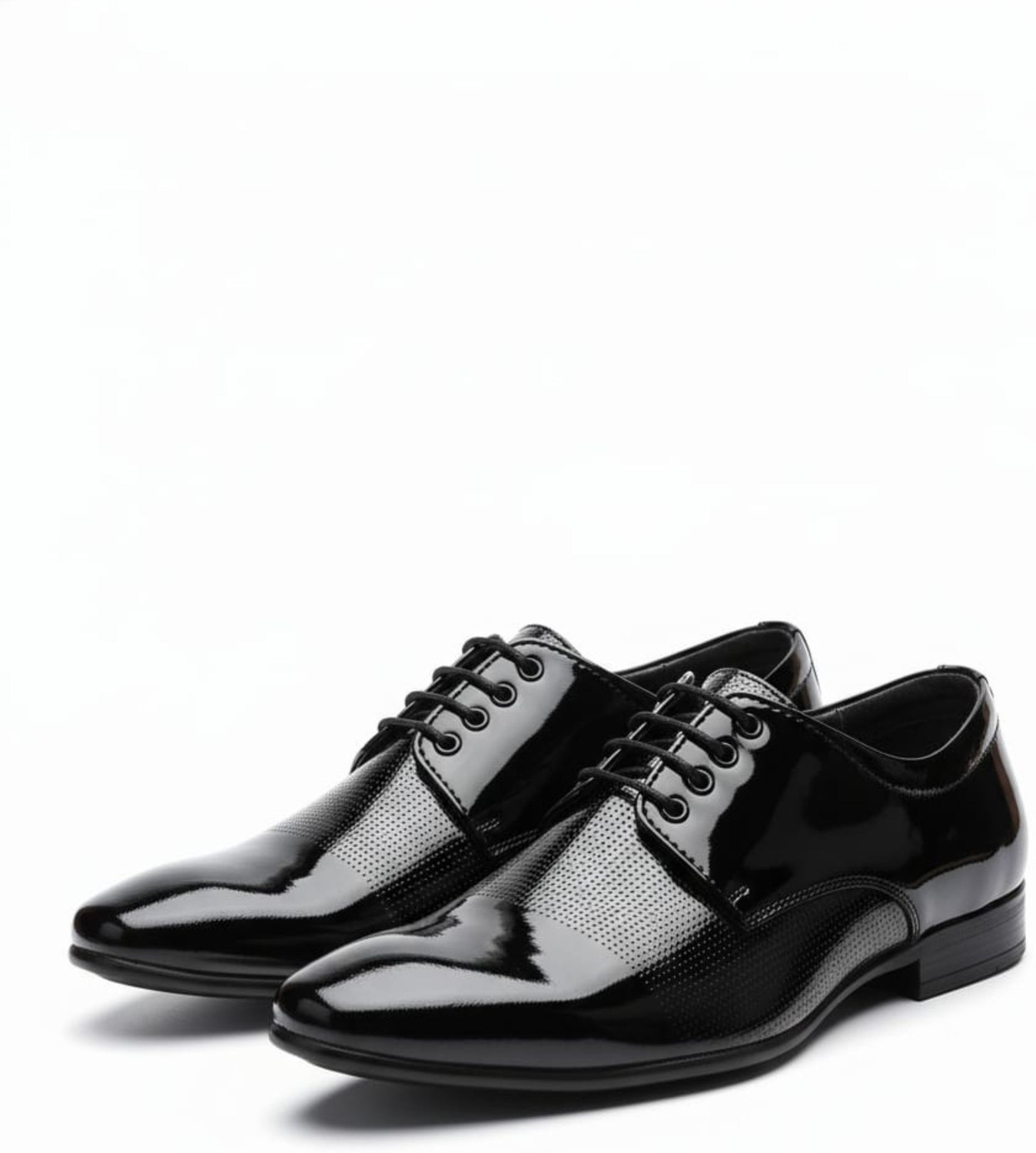 Image of LEE CATER Premium Oxford Class DesPatent Leatherette Shining Jet Black Slip On For Men