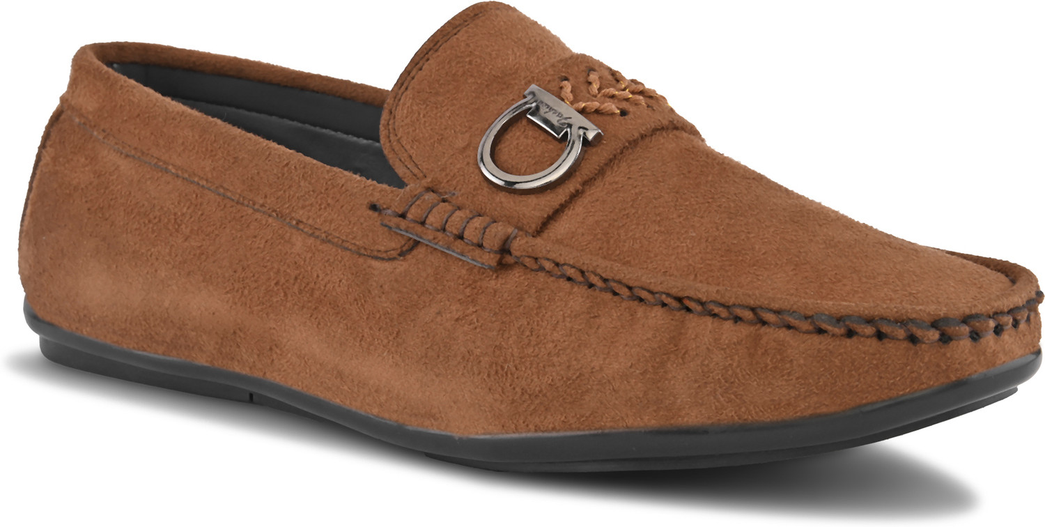 Image of KILLER Men's Suede Loafers | Casual Slip-On Shoes with Metal Bit | Driving Moccasins Loafers For Men (Tan, 8)