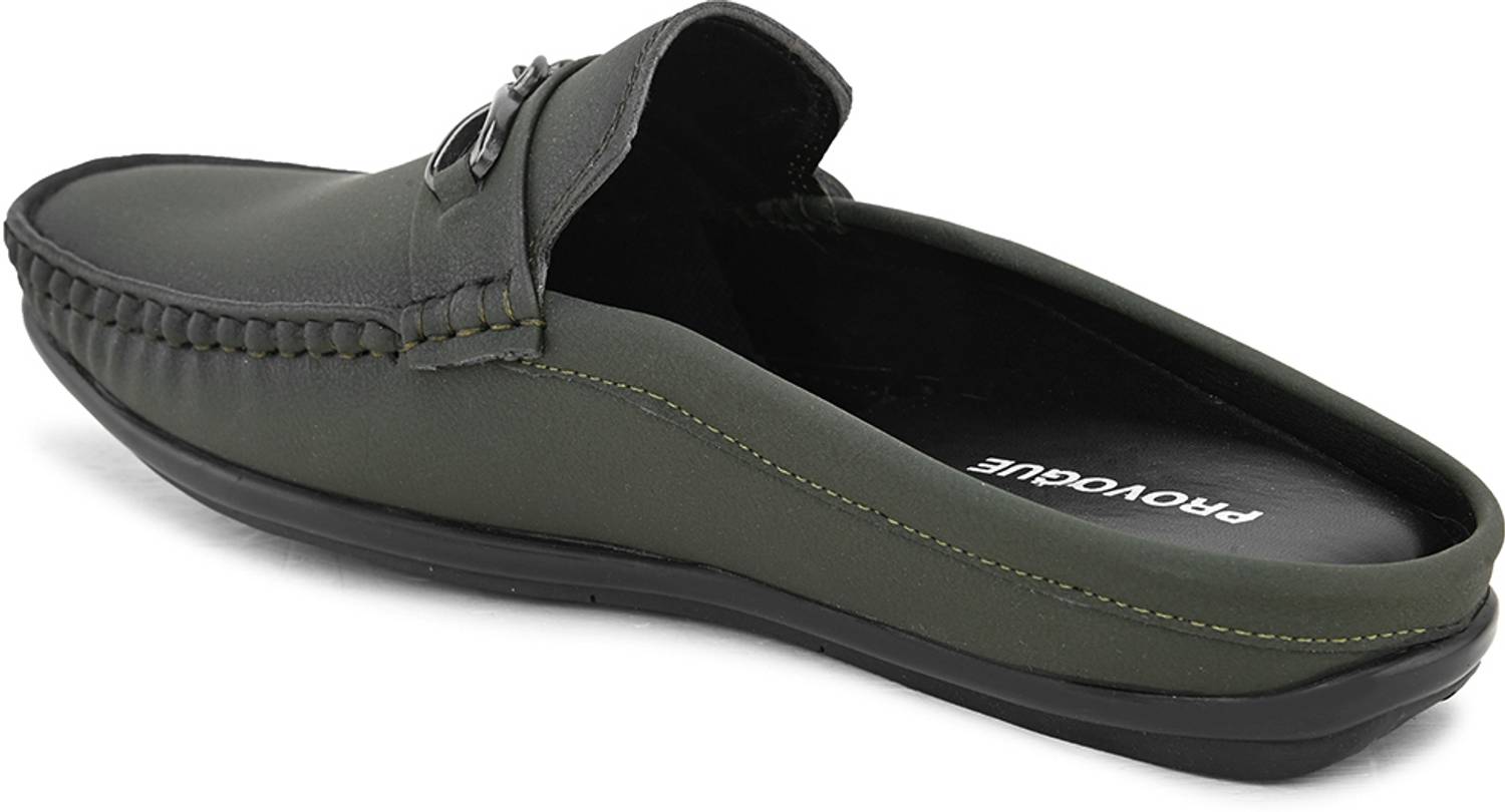 PROVOGUE Men's Pu Open Loafers Green - Image 4
