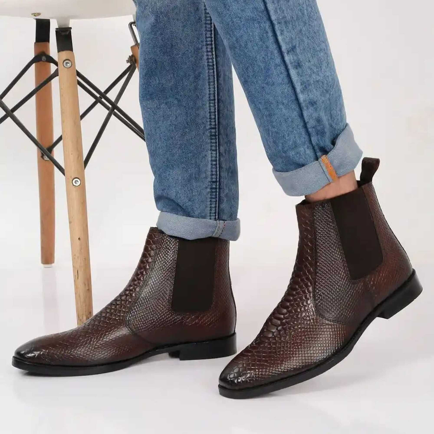 Image of STALAG Men's Croco Texture Synthatic Leather chalasa boot Boots For Men Boots For Men