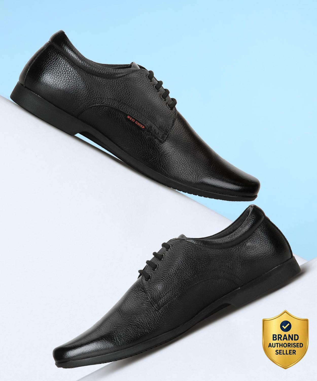 RED CHIEF Genuine Leather Formal Derby Shoes for Men Black RC3455 001 Derby For Men