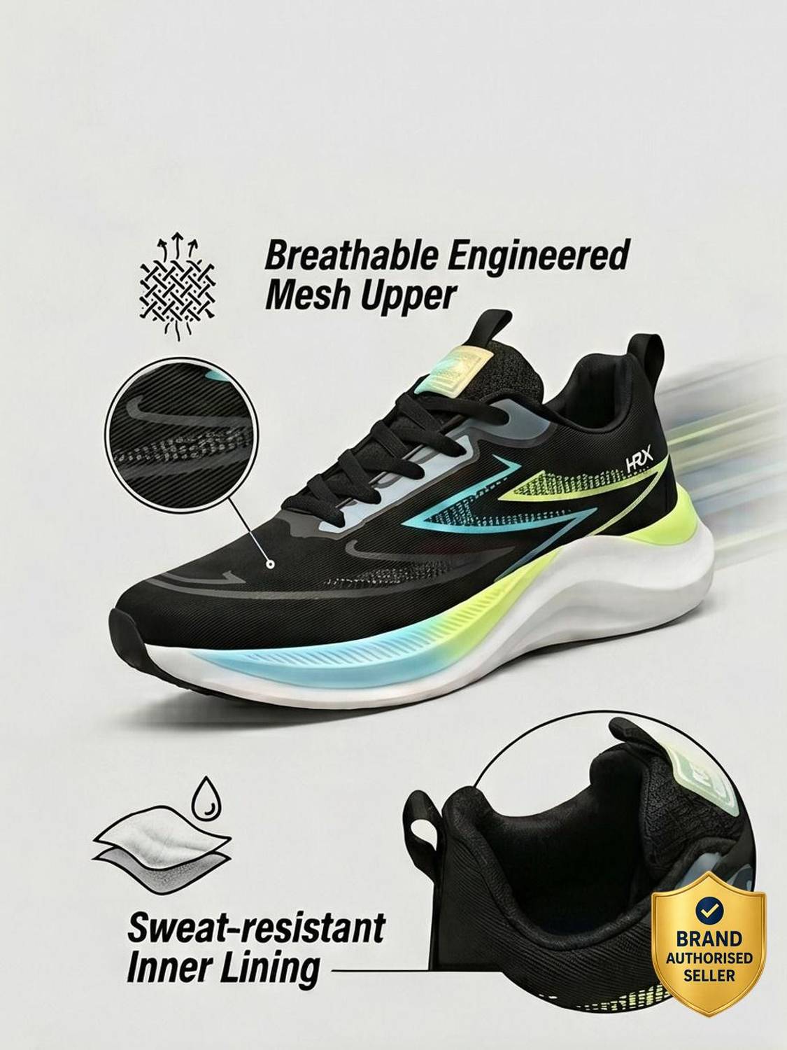 HRX Running Shoes for Men (Black)