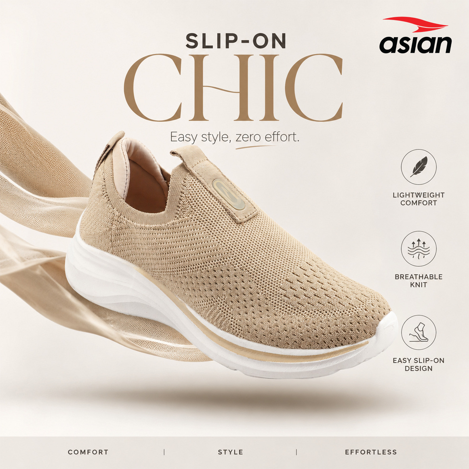 Image of asian Style Walk-51 Women's Walking Shoes with Memory Foam Comfort & Lightweight Sole Slip On Sneakers For Women