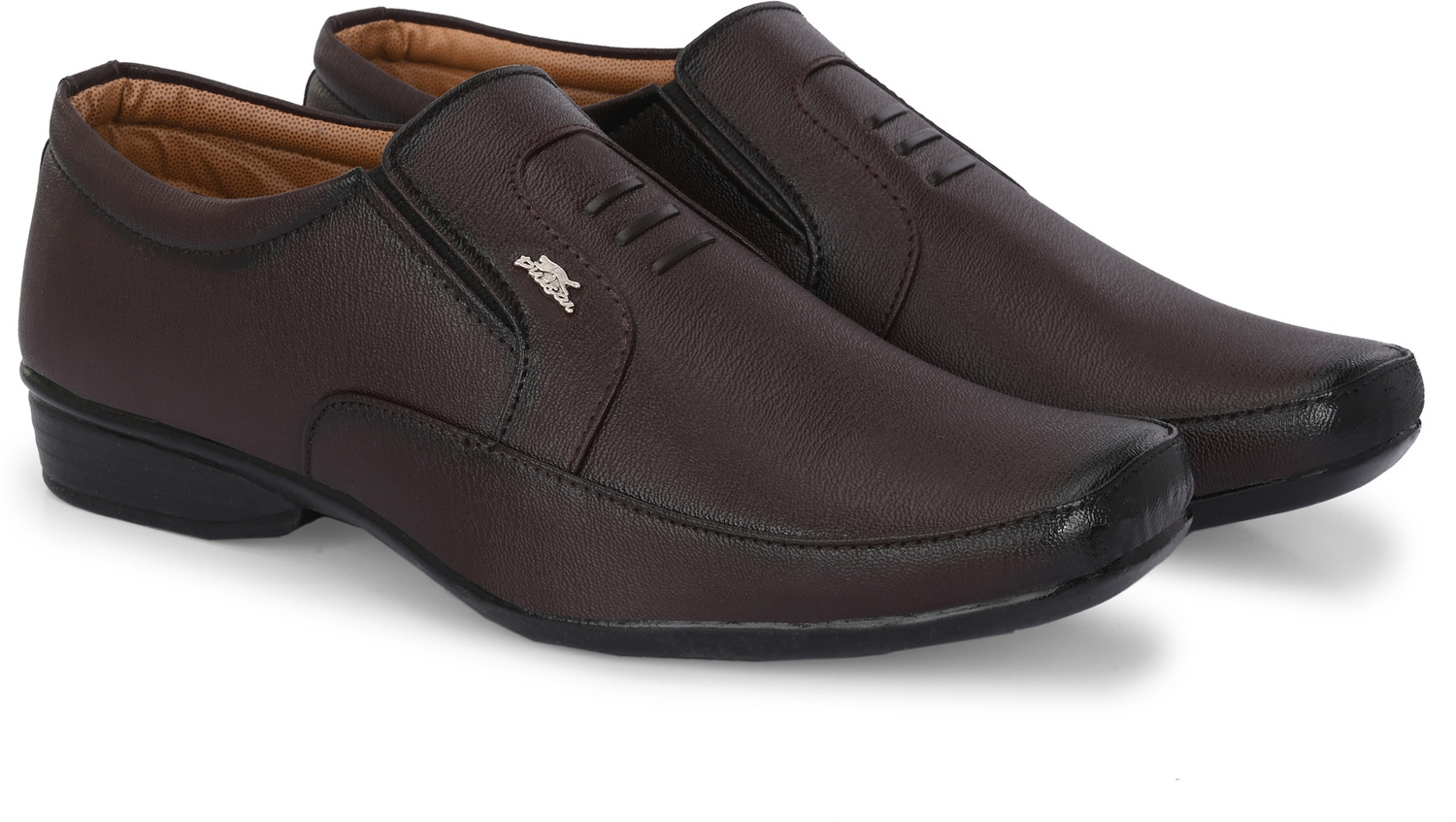 Image of Stylelure Synthetic Leather Brown Formal Office Shoes Slip Mocassin For Men (Brown, 7)