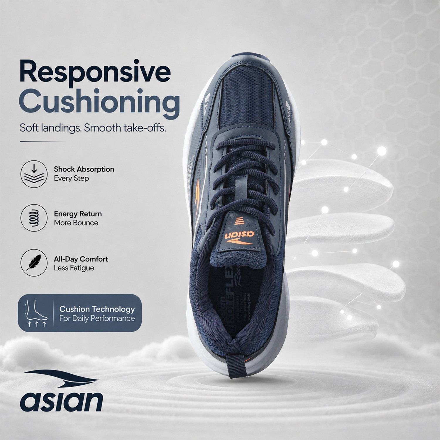 Image of asian Wonder-32 Men's Sports Shoes with Soft Cushion Sole & Lace-Up Comfort Running Shoes For Men
