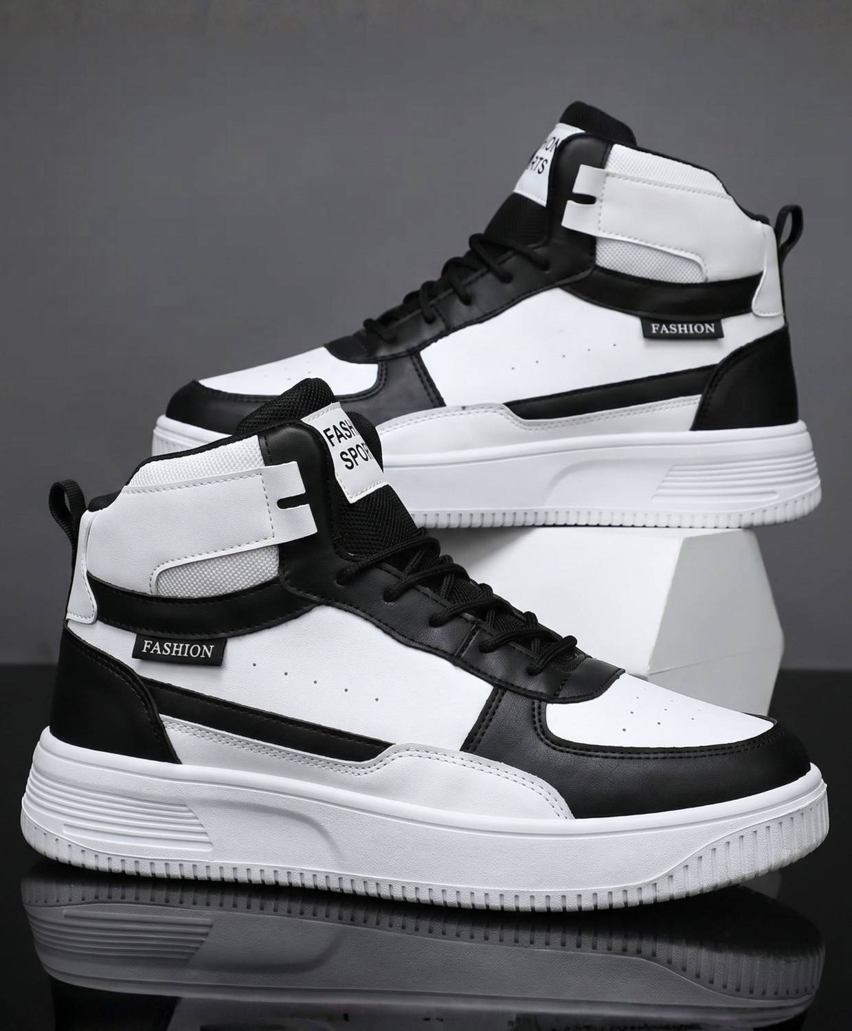 Zixer Mens High Top Chunky Sole Casual Shoes - Image 1