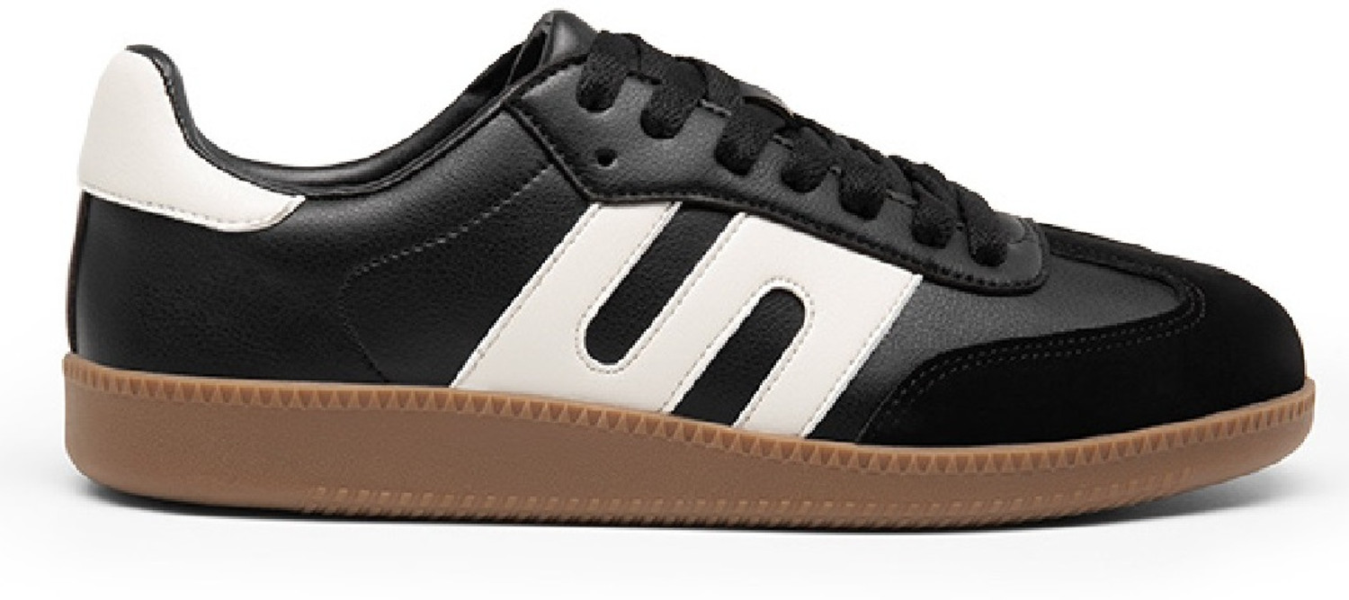 Image of SERSI Retro Synthetic Suede Toe Fashion Black Sneakers for Men. Sneakers For Men