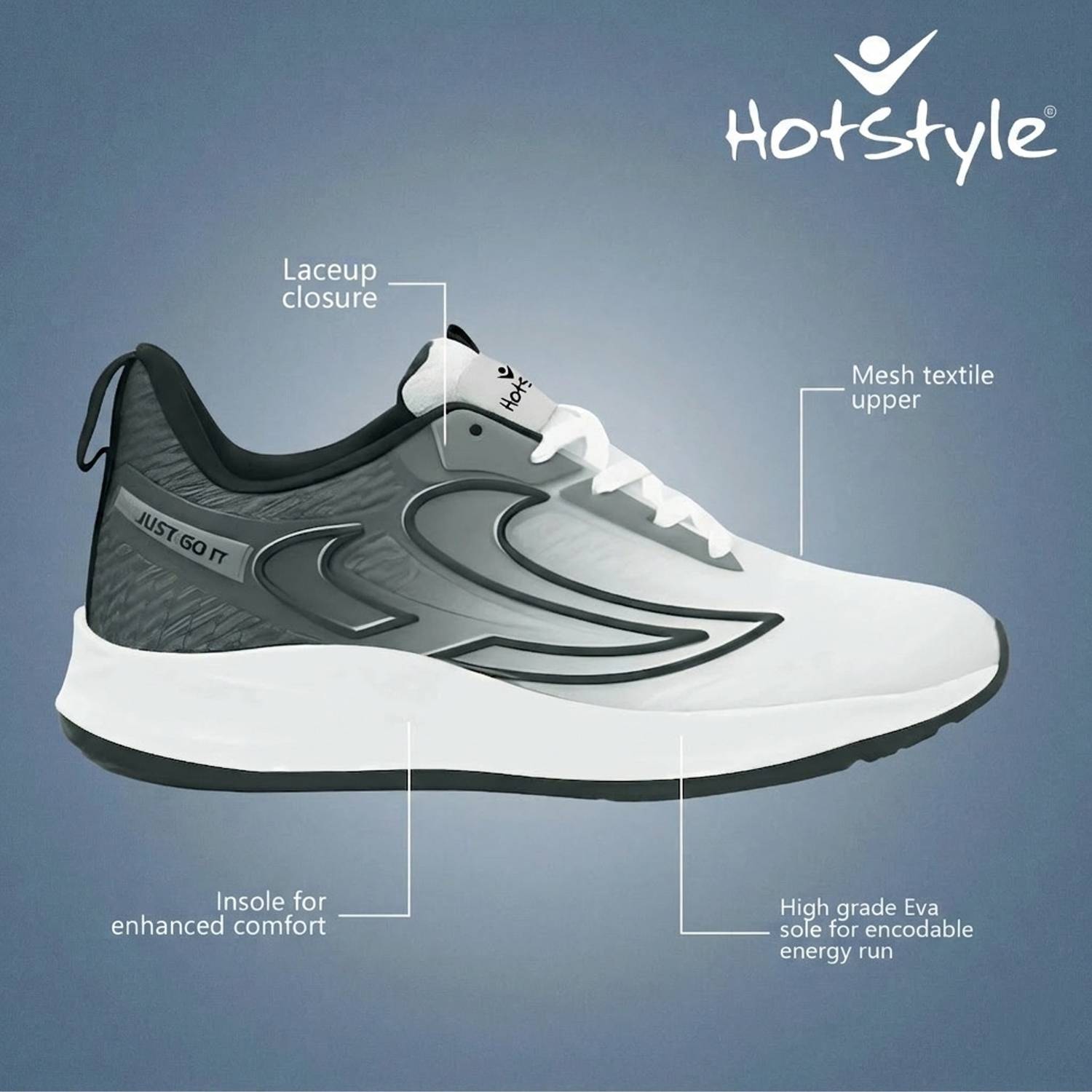 HOTSTYLE Men's White Running Shoes - Image 2