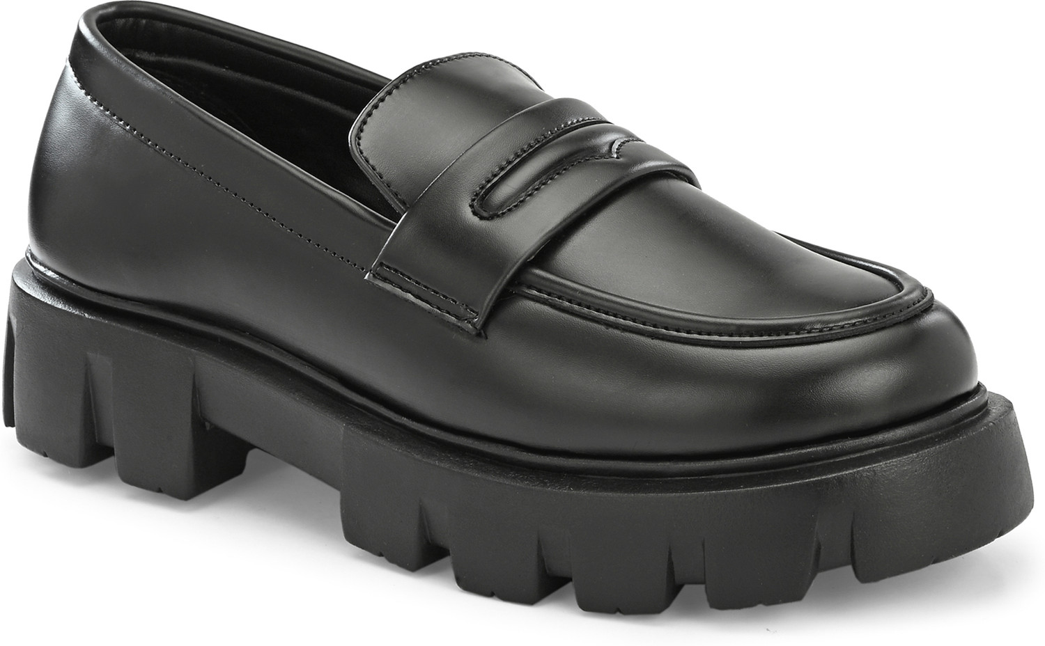 Image of leo's Fitness shoes Leo Fitness Chunky Platform Penny Loafer for Casual & Party Purpose Loafers For Men (Black, 7)