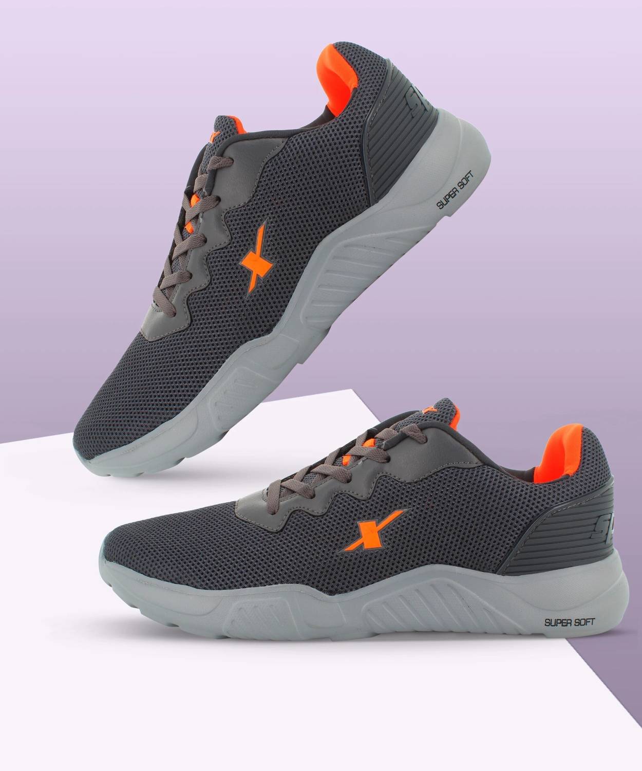 Sparx SM 648 Running Shoes For Men (Grey, Orange , 9)