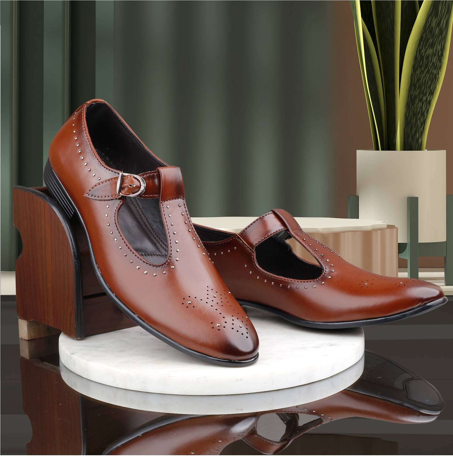 BXXY Men's Synthetic Material Causal Outdoor And Party Wear Peshawari Monk Strap For Men