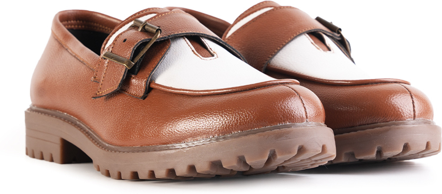 Image of MONKSTORY Monkstory Cosmopolitan Buckled Loafers - Tan /White Loafers For Men