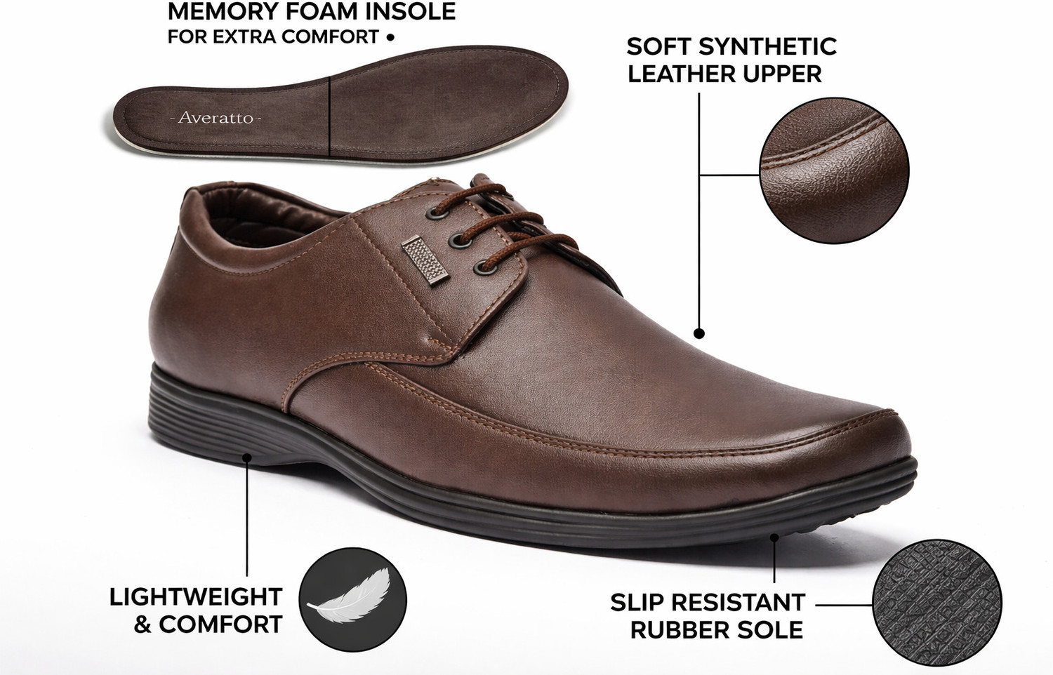 Image of Averatto Formal Leather Shoes |Professional Office Shoes Lace Up For Men Party Wear For Men
